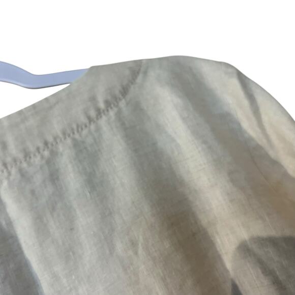 Liz Claiborne 100% Linen Blouse Top Tunic Beige SZ XL Button Front Boho Cottage - Picture 8 of 8